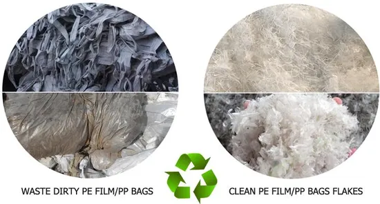  PP Woven Bag and PE Film Washing Recycling Line with Crusher